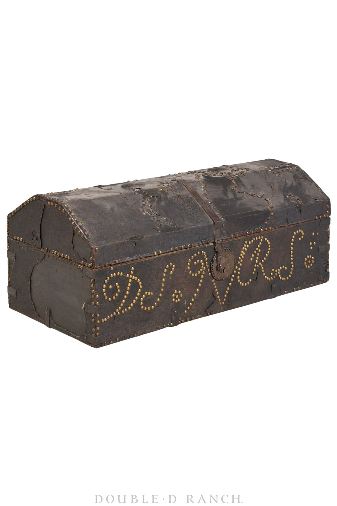 Home, Furniture, Trunk, Travel, Leather With Studded Monograms, Vintage, 290