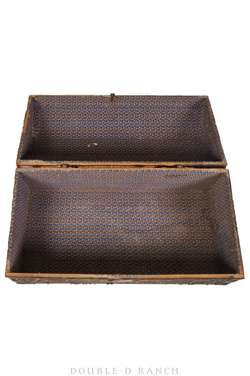 Home, Furniture, Trunk, Travel, Leather With Studded Monograms, Vintage, 290