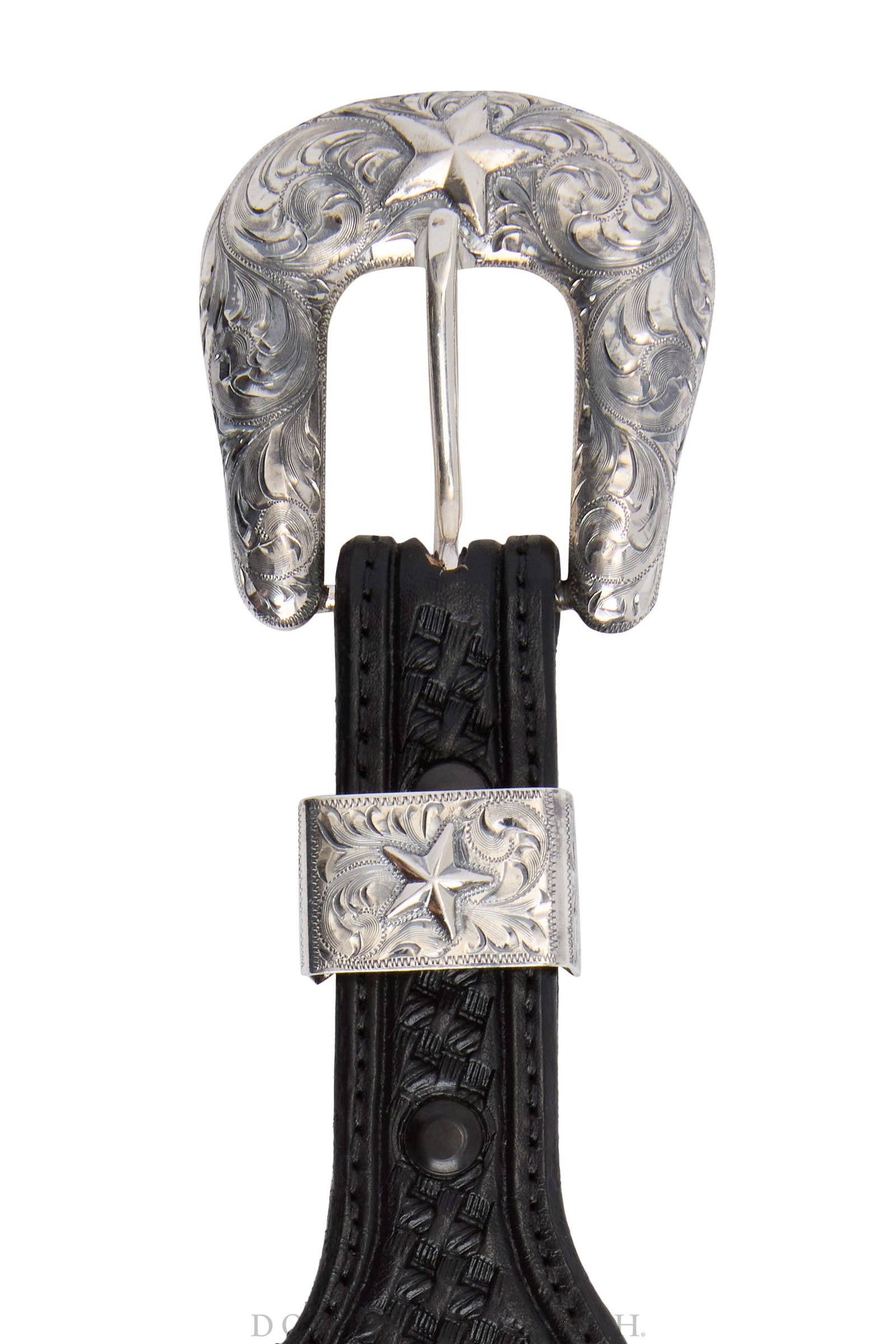 Belt, A, Western Concho, Basket Weave Tooled Leather, Contemporary, 504