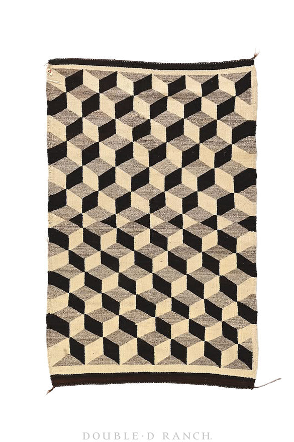 Home, Textile, Rug, Navajo, Geometric Optic, Vintage 60" x 40", 206