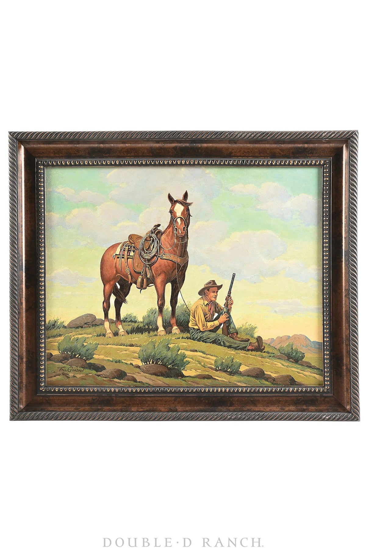 Art, Oil On Canvas, "The Protector," Till Goodan, Rare, Mid Century, 1354