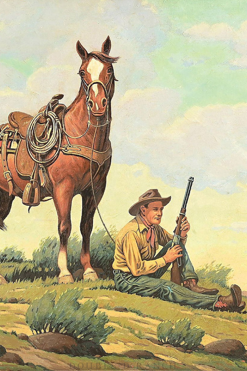 Art, Oil On Canvas, "The Protector," Till Goodan, Rare, Mid Century, 1354