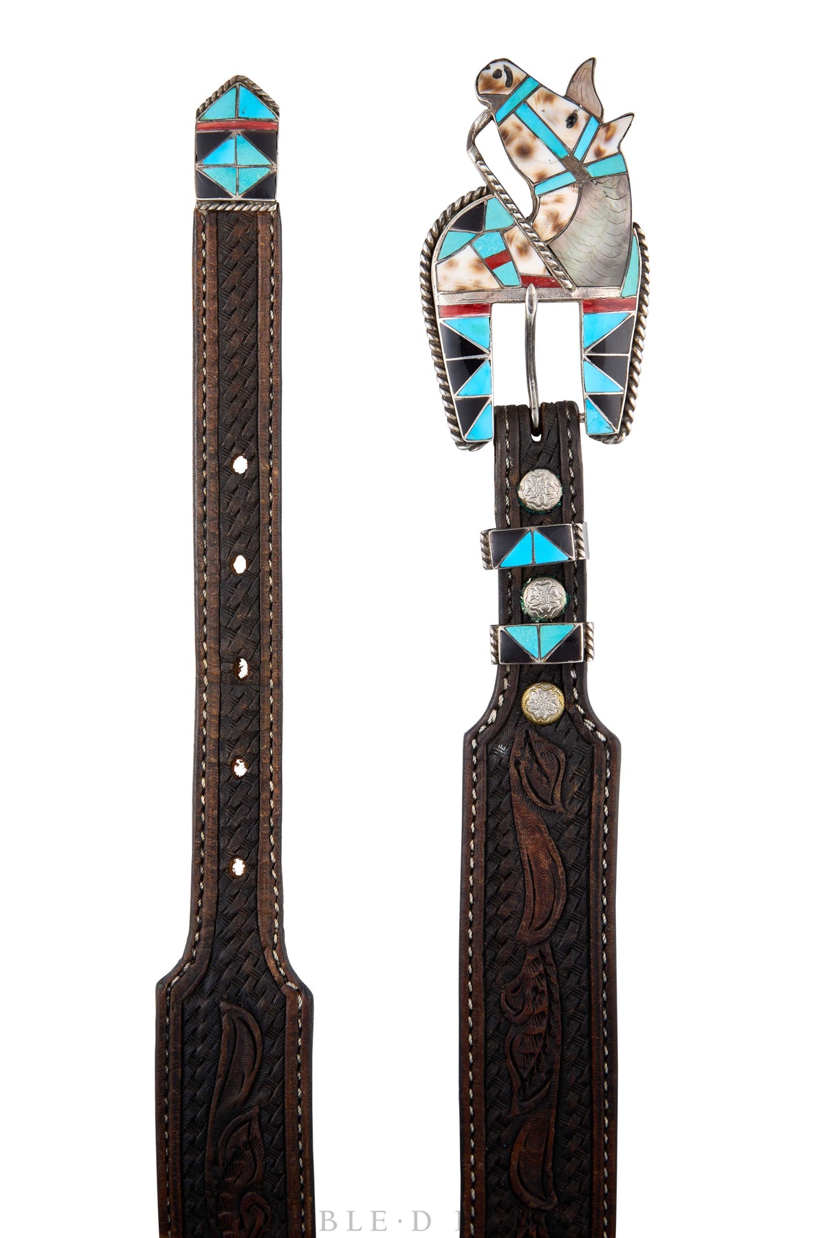 Belt, A Vintage, Buckle, Inlay, Horse Profile, Ranger Set, Appaloosa, Hallmark, Vintage, 552