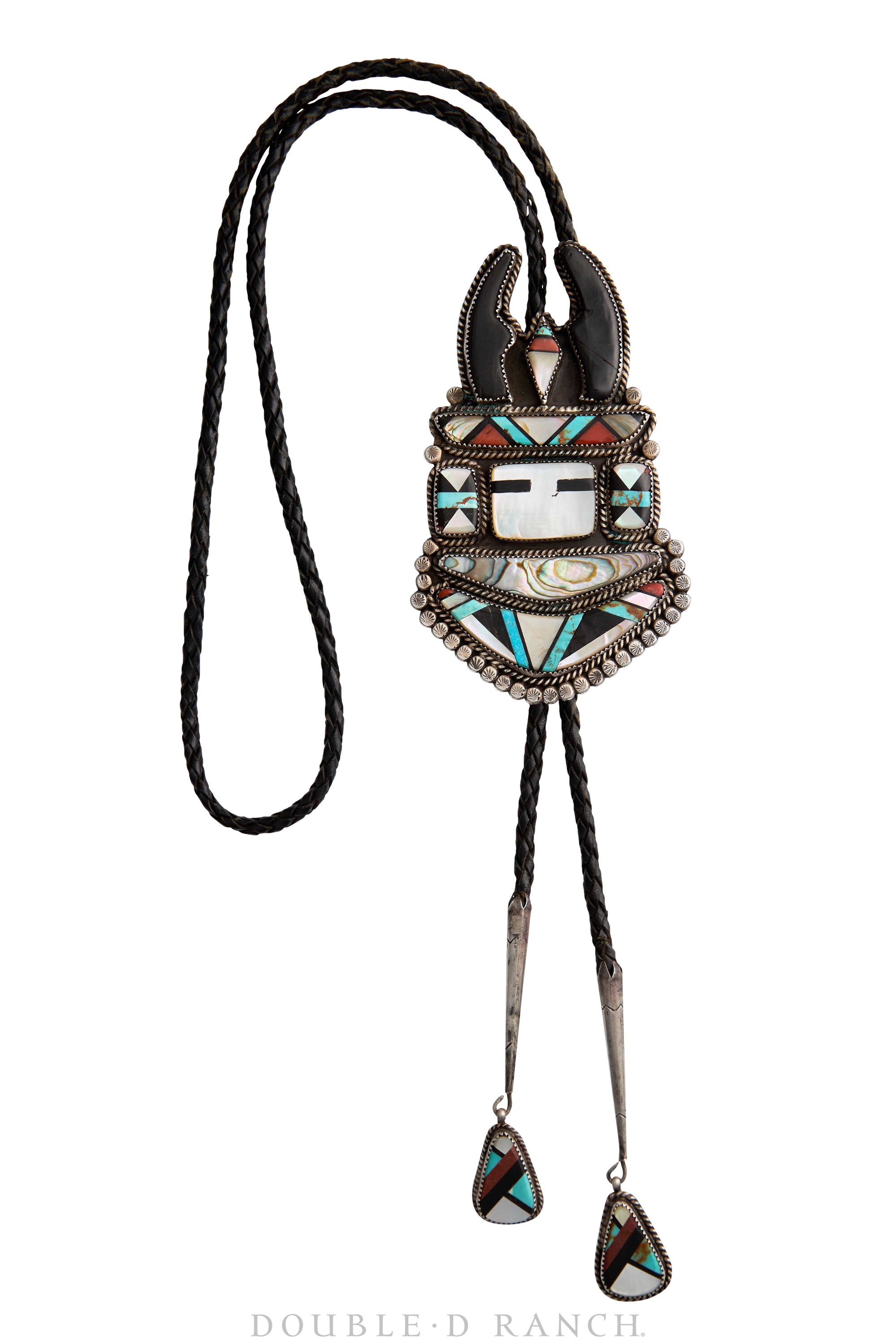 Bolo, Inlay, Antelope Kachina, Mixed Stones, Hallmark, Vintage, 3219