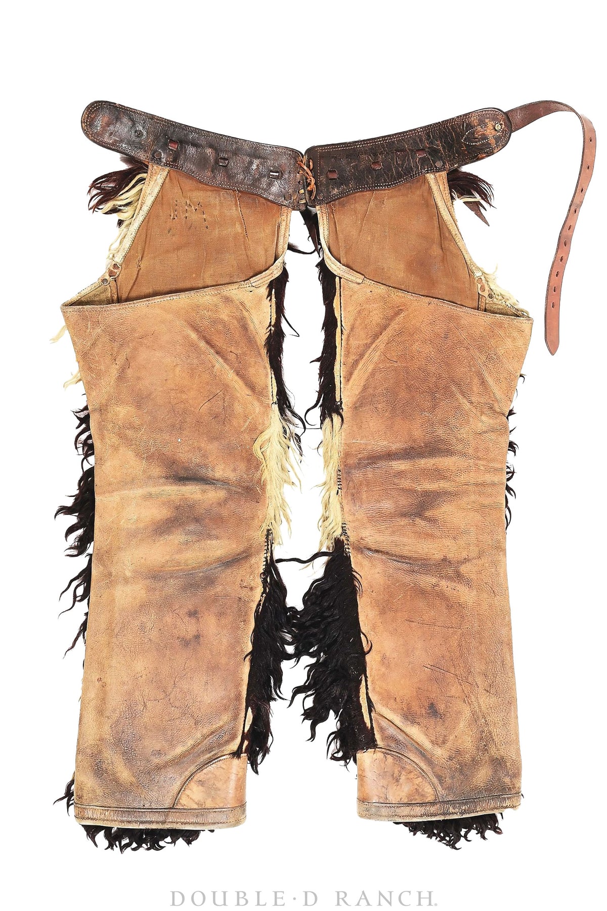 Chaps, Woolies, Checkerboard, Hamley &amp; Co. Pendleton, Oregon, Handtooled Leather, Marked 22, Vintage, ‘20s, Provenance, 878