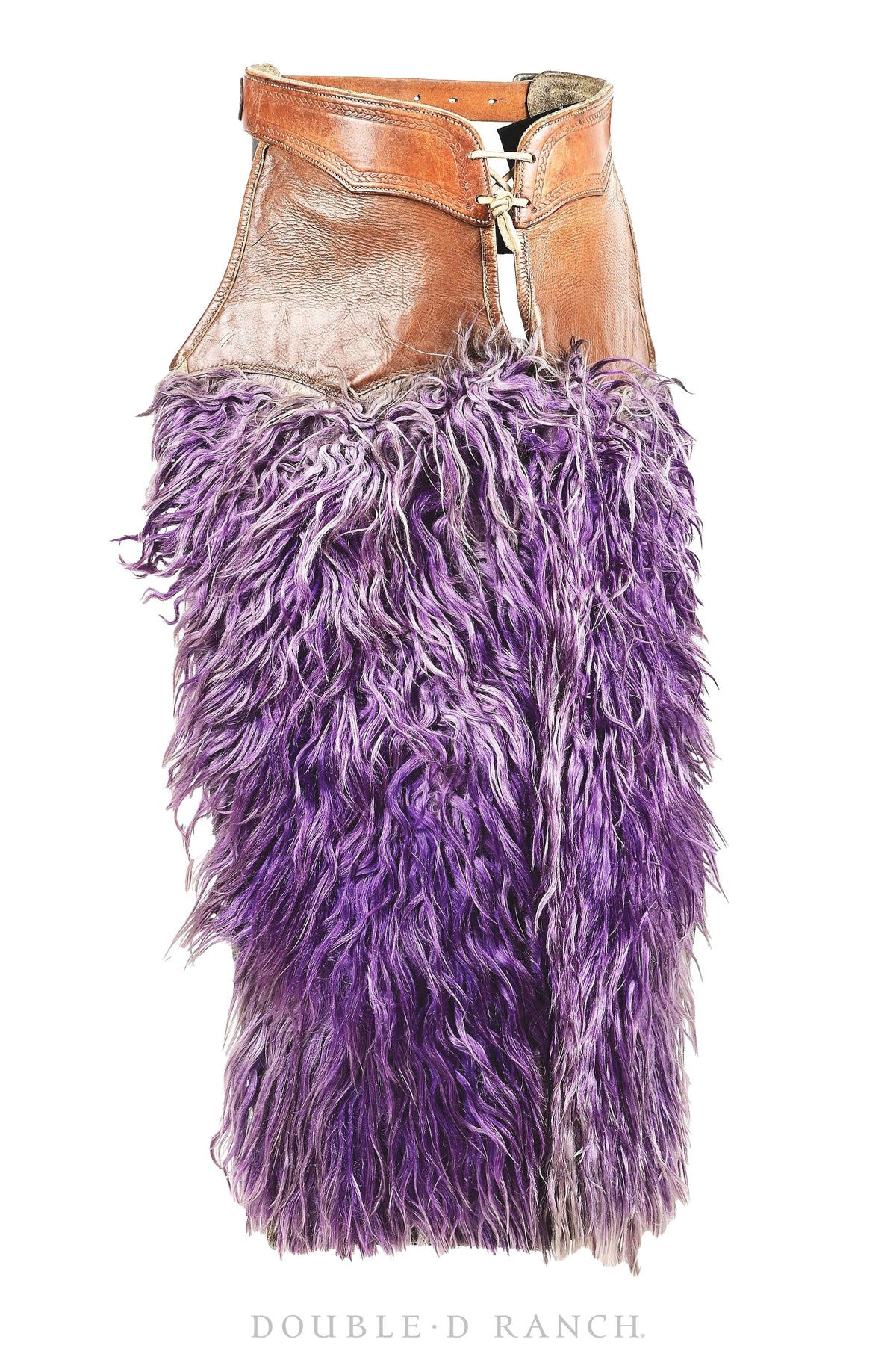 Chaps, Woolies, Purple Angora, C. P. Shipley, Handtooled Leather, Vintage, ‘20s, Provenance, 879