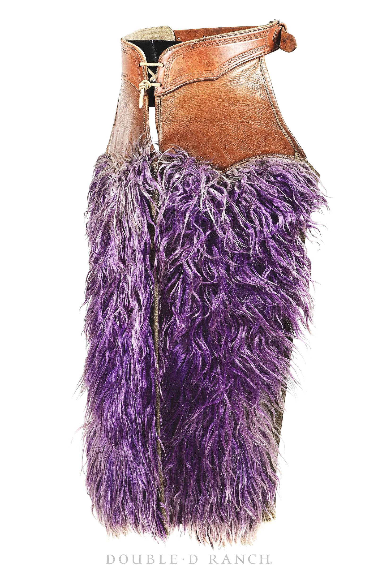 Chaps, Woolies, Purple Angora, C. P. Shipley, Handtooled Leather, Vintage, ‘20s, Provenance, 879