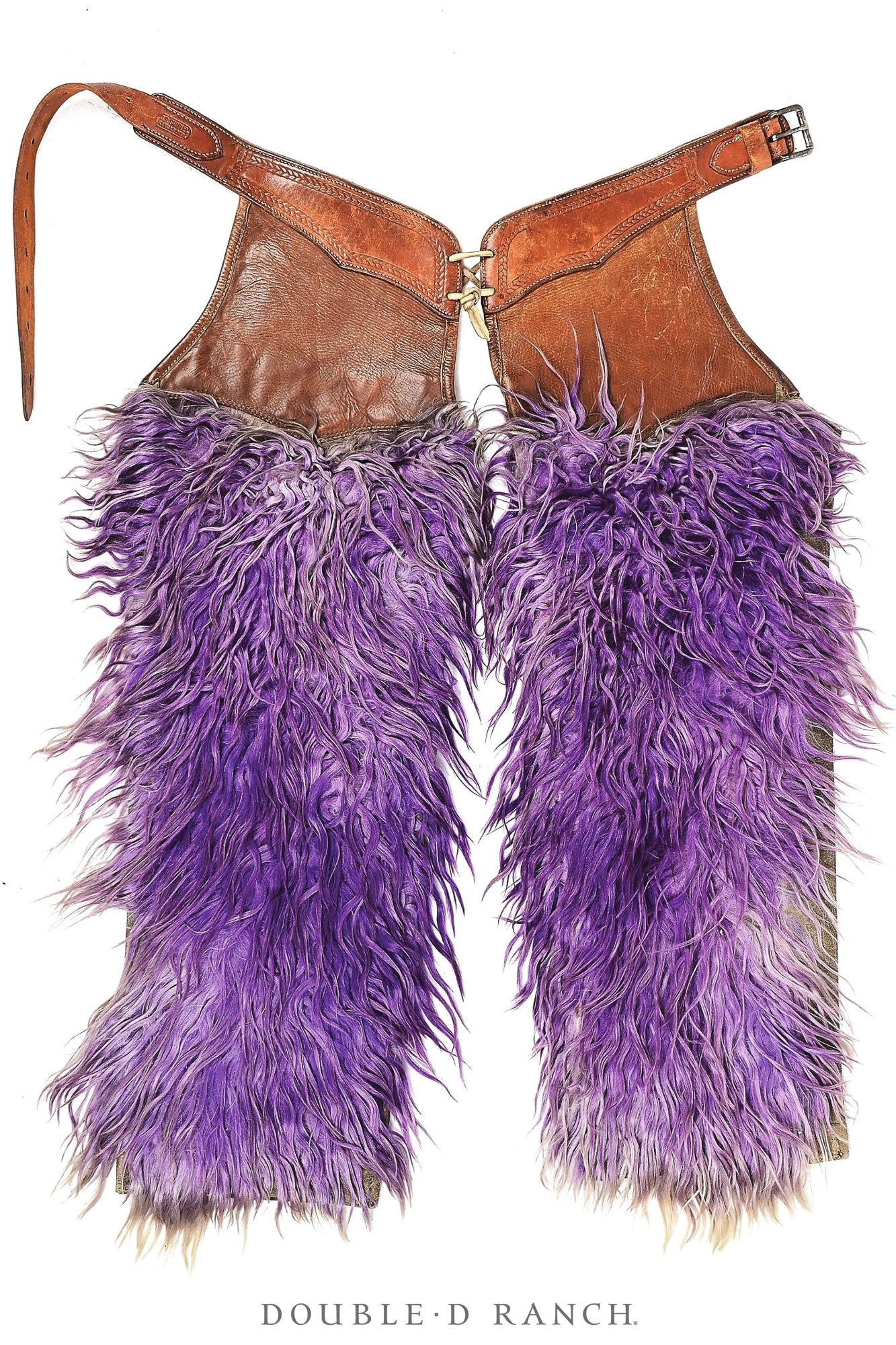Chaps, Woolies, Purple Angora, C. P. Shipley, Handtooled Leather, Vintage, ‘20s, Provenance, 879