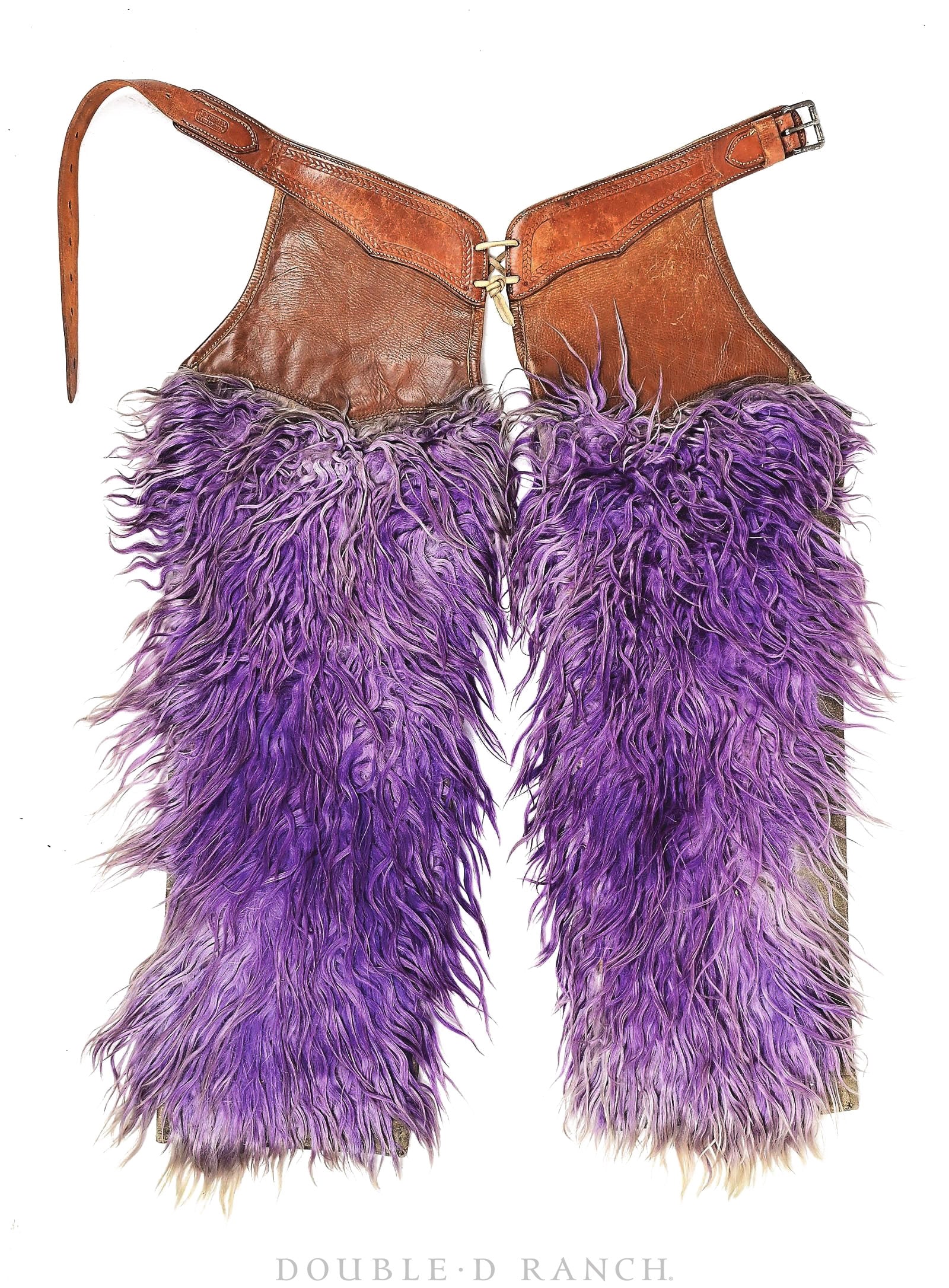 Chaps, Woolies, Purple Angora, C. P. Shipley, Handtooled Leather, Vintage, ‘20s, Provenance, 879