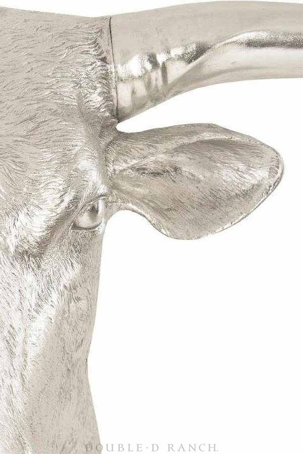 Art, Sculpture, Longhorn, Silver Leaf, Vintage, 1320