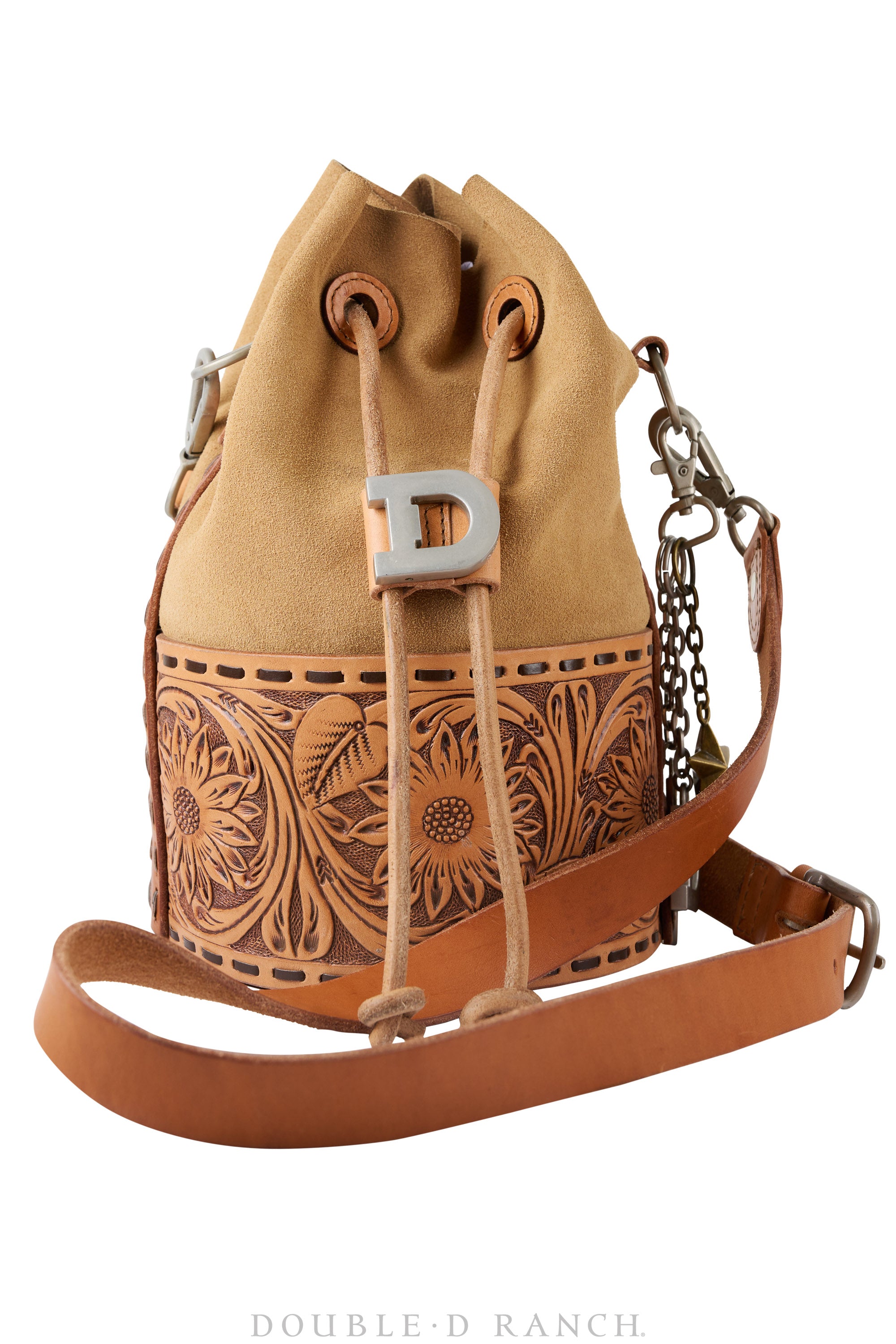 desmo bucket style leather backpack Bag, Tooled Small Bucket Bag, 1256