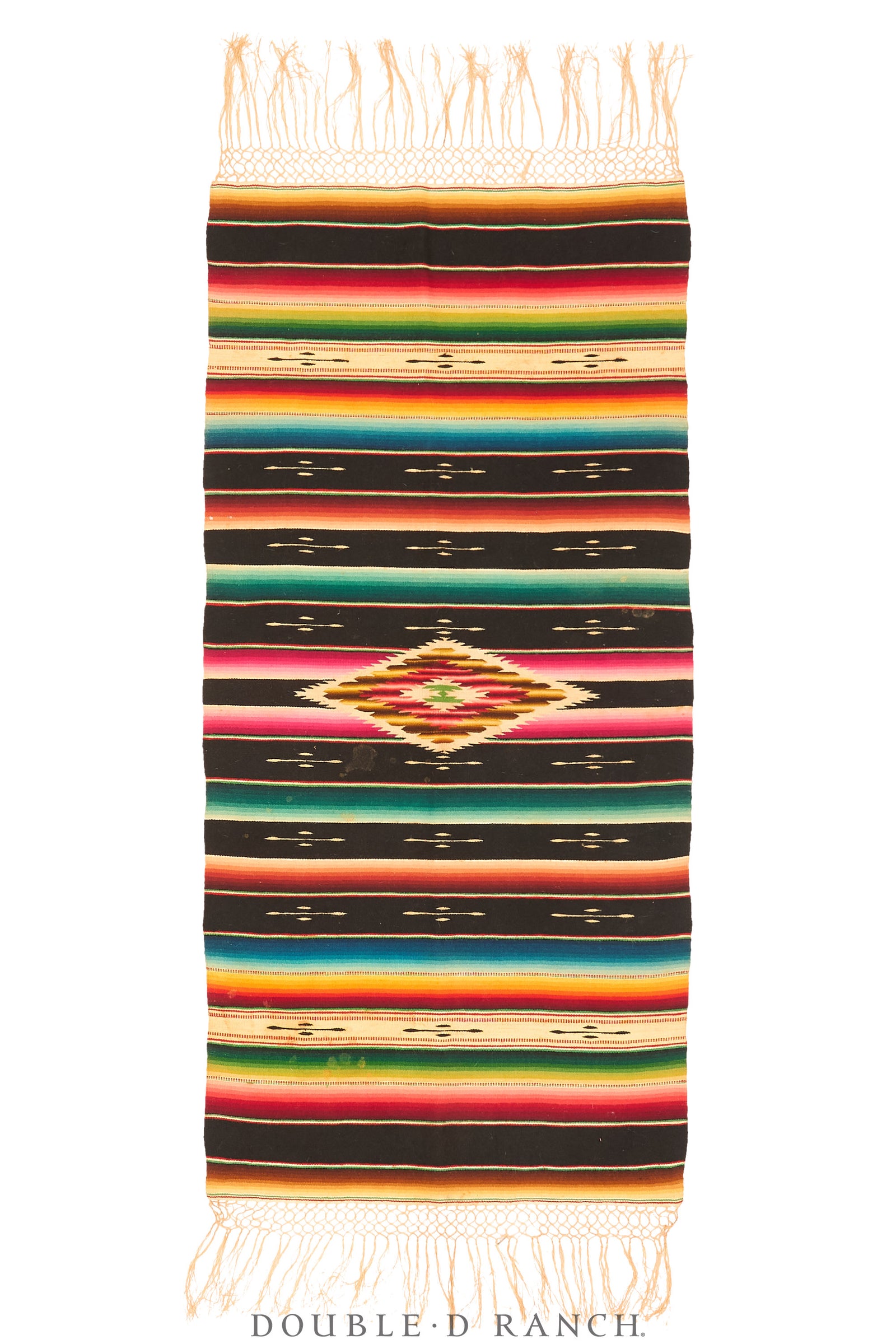 Textile, Serape, Black With Fine Eye Center, Vintage, 180
