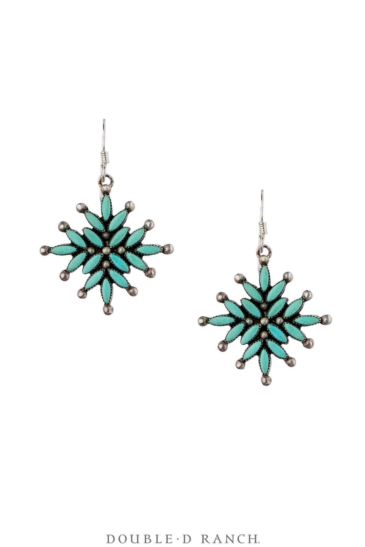 Earrings, Cluster, Turquoise, Snowflake, Sans Hallmark, Vintage, 2365