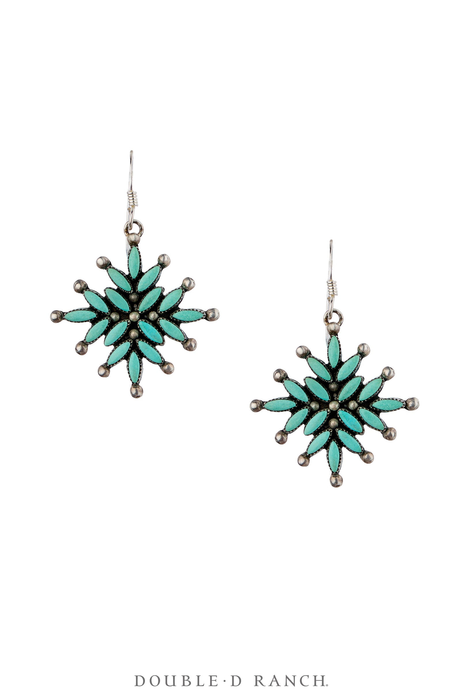 Earrings, Cluster, Turquoise, Snowflake, Sans Hallmark, Vintage, 2365