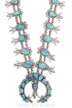 Necklace, Squash Blossom, Turquoise, Dan Simplicio Attribution, Vintage ‘50s, 3015