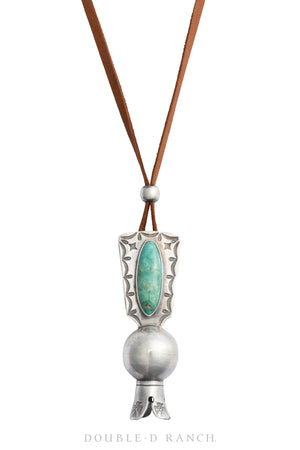 Necklace, Leather Thong, Turquoise, Horcross Mine, Jesse Robbins Hallmark, Artisan, Contemporary, 1774