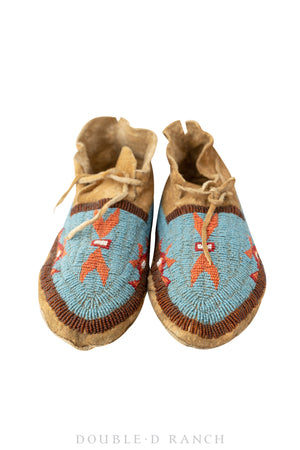 Miscellaneous, Artifact, Moccasins, Beaded, Cheyenne, Vintage, ‘30s, 731