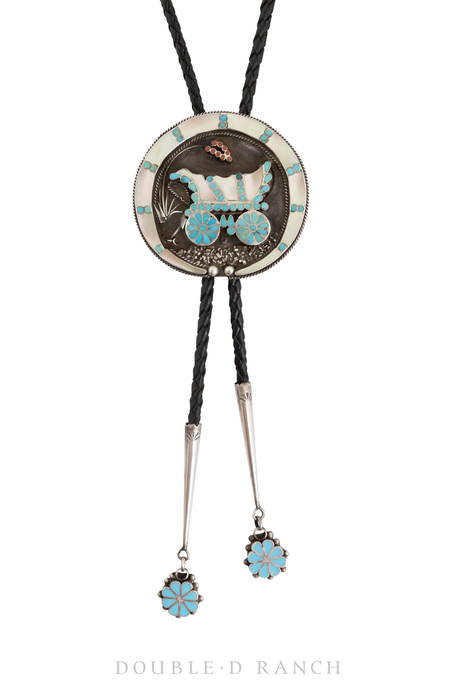 Belt & Bolo Set, Inlay, Conestoga Wagon, Dishta, Hallmark, Vintage, 3264