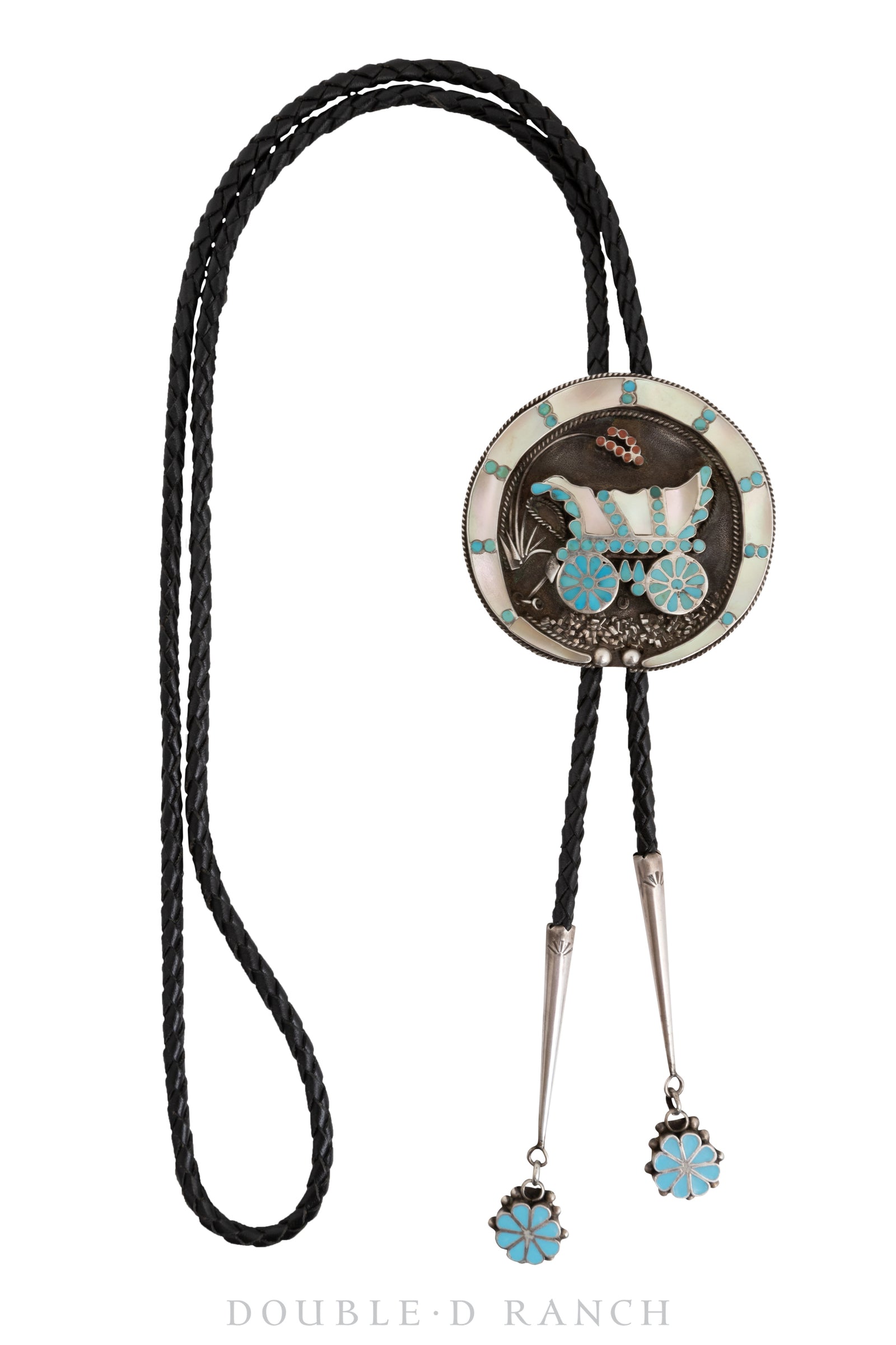 Belt & Bolo Set, Inlay, Conestoga Wagon, Dishta, Hallmark, Vintage, 3264