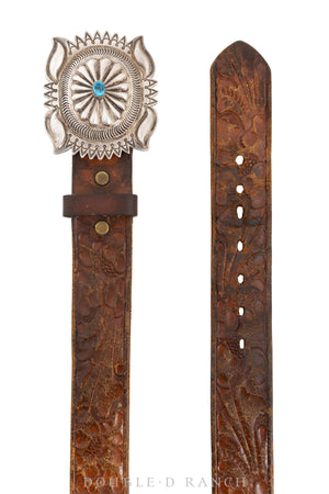 Belt, A Vintage, Buckle, Concho, Turquoise, Vintage, 611