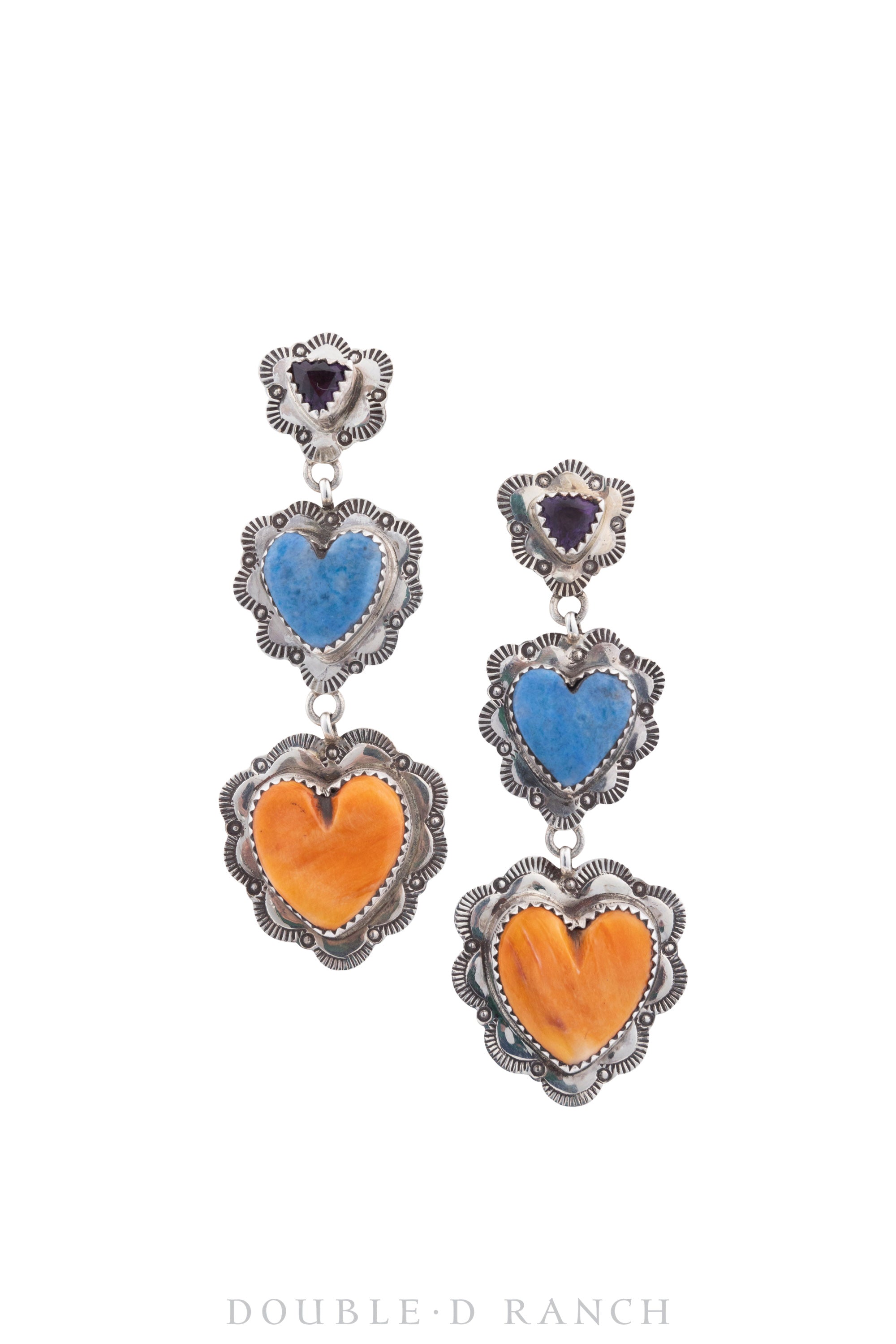 Earrings, Novelty, Multi Stone, Hearts, Hallmark, Contemporary, 1436