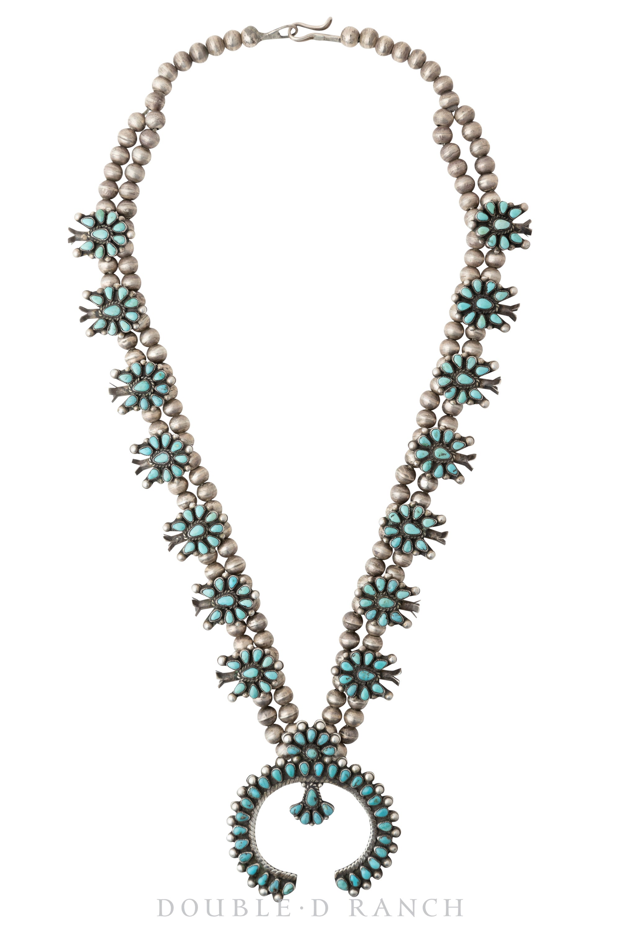 Necklace, Squash Blossom, Turquoise, Cluster, Zuni, Vintage ‘50s, 1958