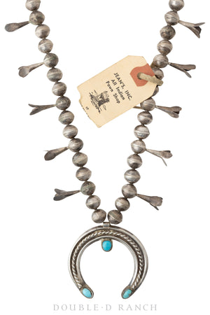 Necklace, Squash Blossom, Turquoise, with Pawn Ticket, Vintage ‘40s, 1959