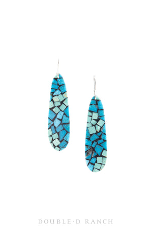 Earrings, Inlay, Turquoise Composite, Artisan, Contemporary, 1356