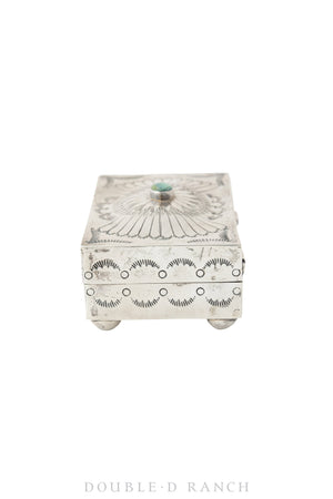 Miscellaneous, Footed Box, Turquoise & Sterling Silver, Federico Hallmark, Vintage, 761