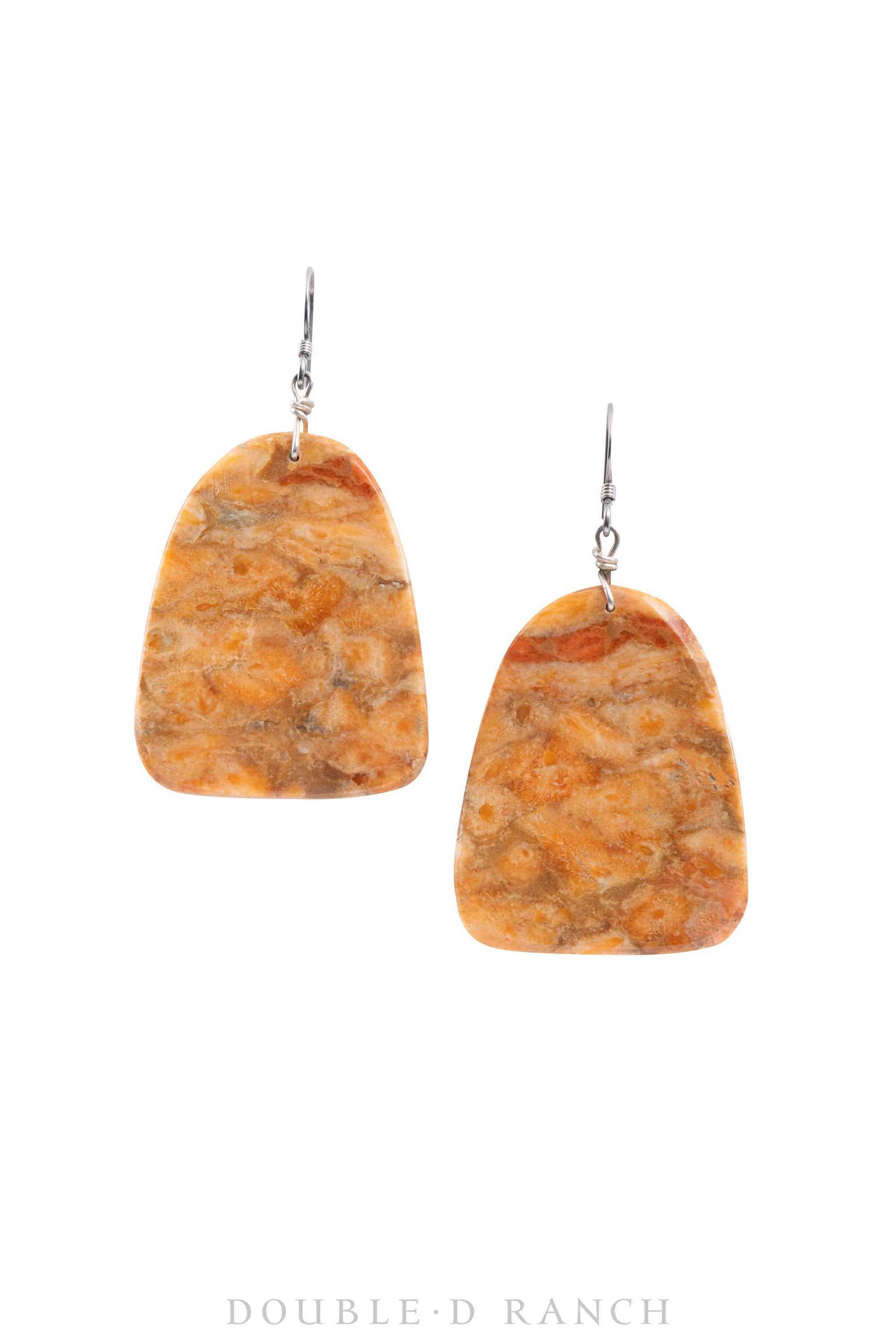 Earrings, Slab, Apple Coral Composite, Artisan, Contemporary, 1364
