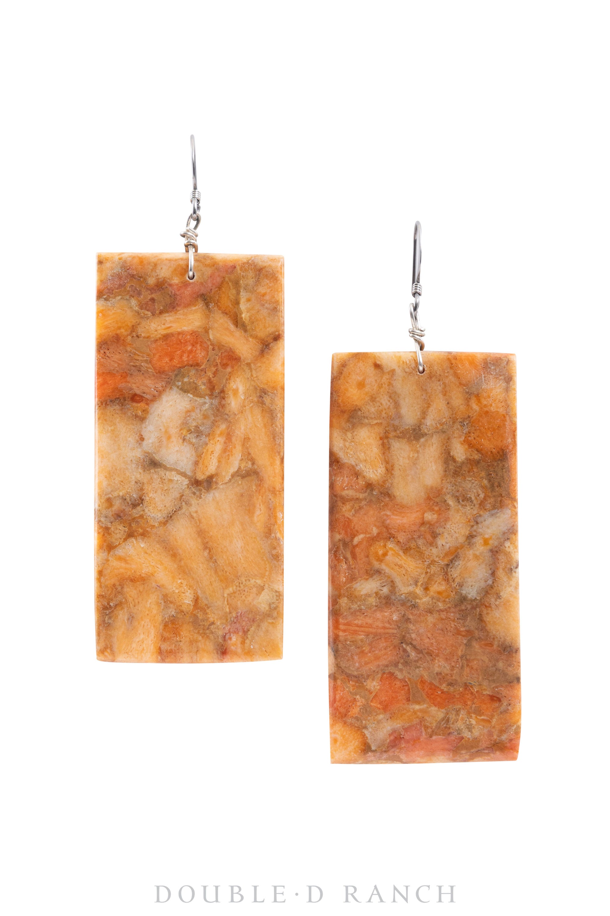 Earrings, Slab, Apple Coral Composite, Artisan, Contemporary, 1359