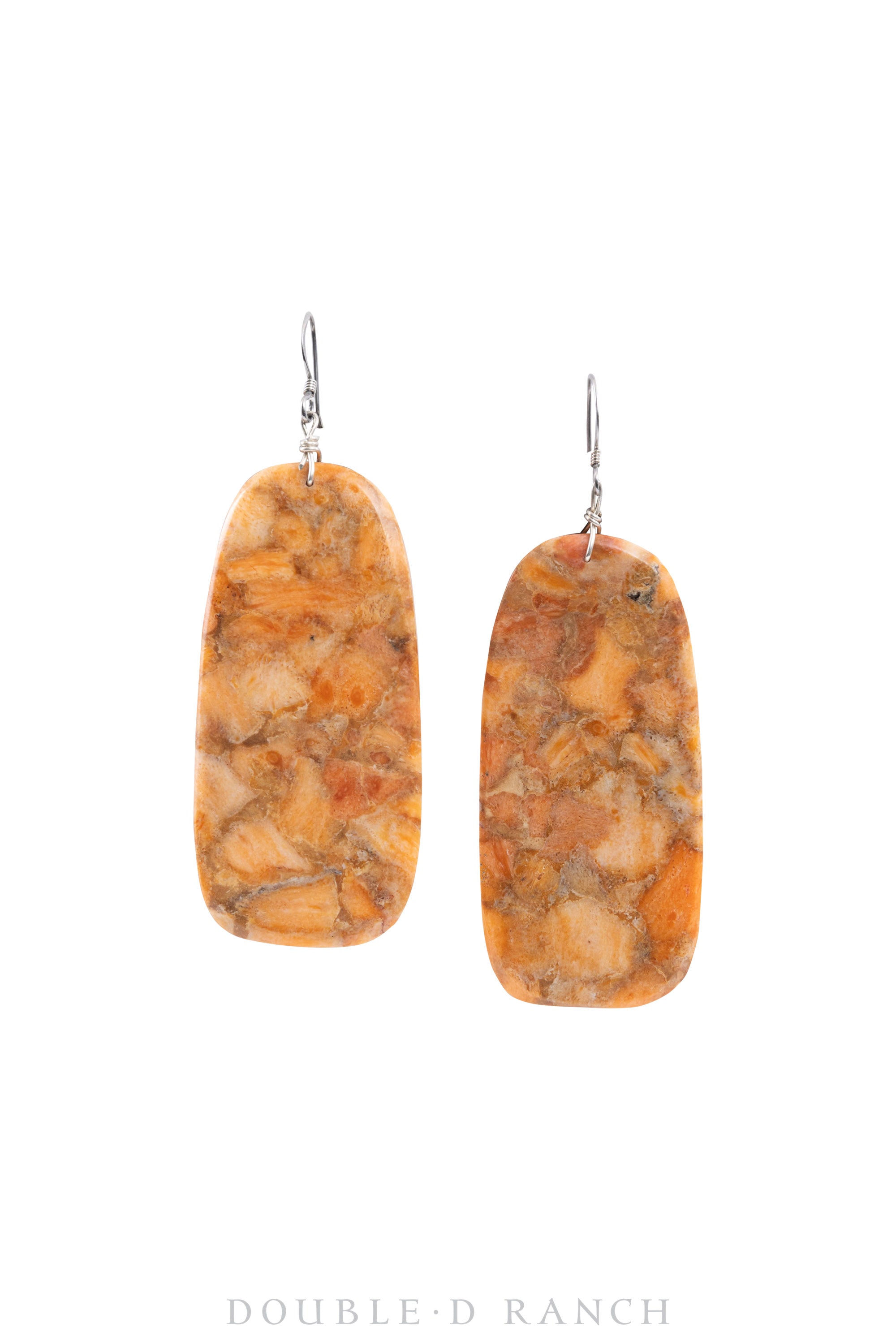 Earrings, Slab, Apple Coral Composite, Artisan, Contemporary, 1361