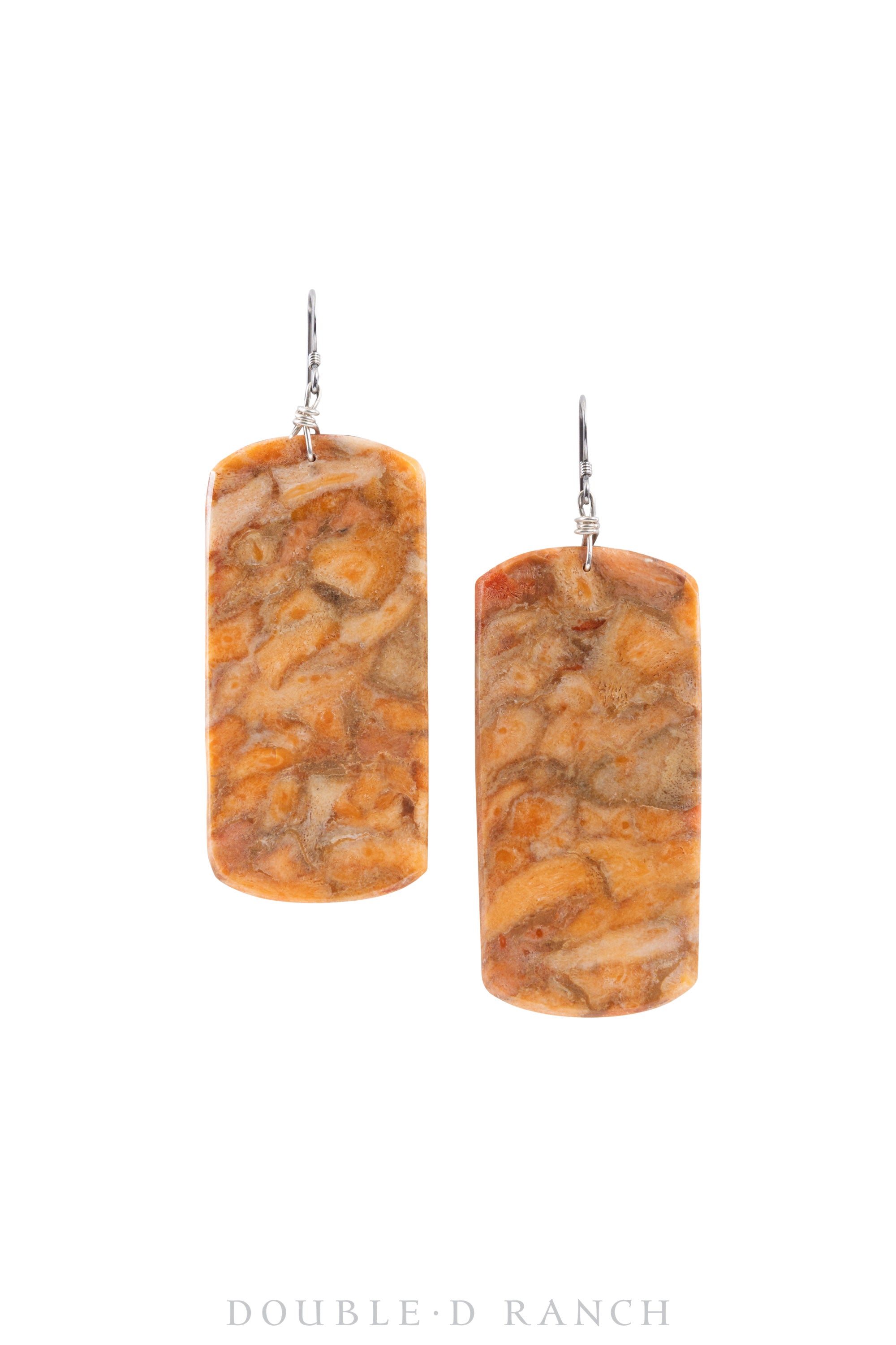 Earrings, Slab, Apple Coral Composite, Artisan, Contemporary, 1360