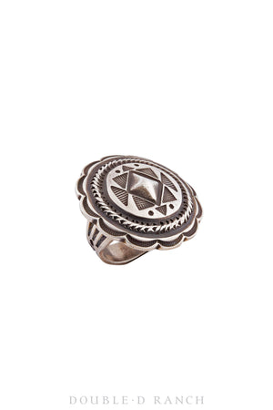 Ring, Concho, Sterling Silver, Stampwork, Hallmark, Contemporary, 1279