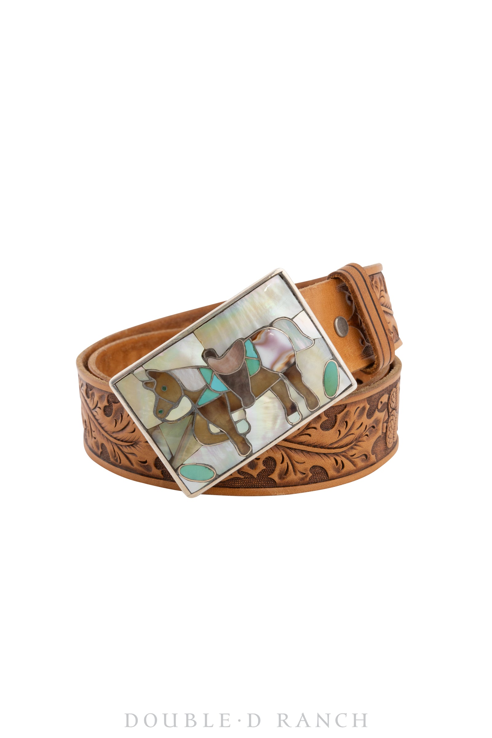 Belt, A Vintage, Buckle, Inlay, Horse, Nora Leekity Hallmark, Vintage, 602