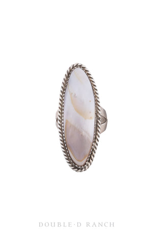 Ring, Natural Stone, Mother of Pearl, Hallmark, Vintage