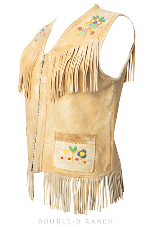 Vest, Vintage, Beaded, Floral, Montana Crow, Vintage ‘70s, 668