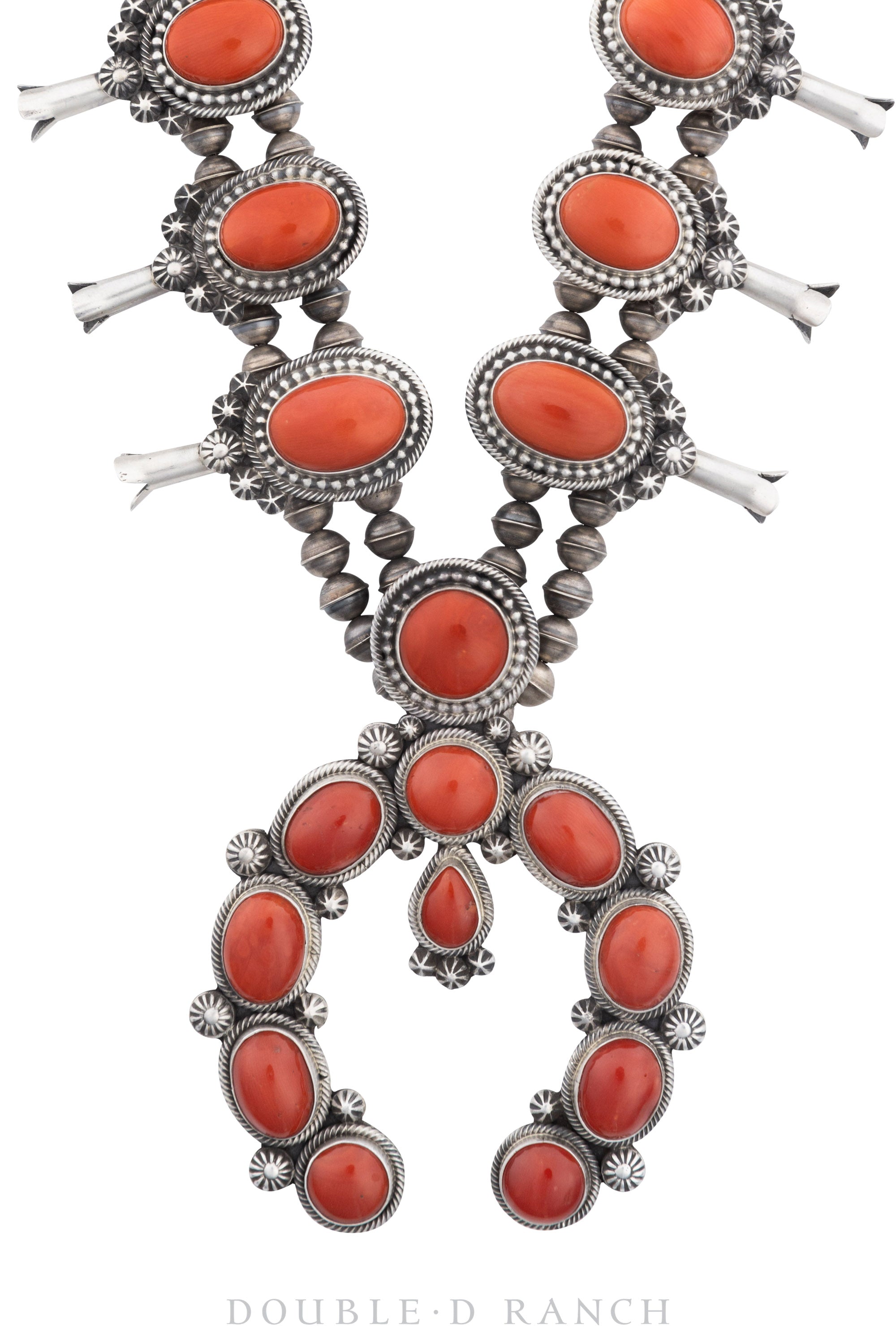 Zuni Coral Squash Blossom Necklace | Zuni Cluster Necklace | Hoel's Sedona