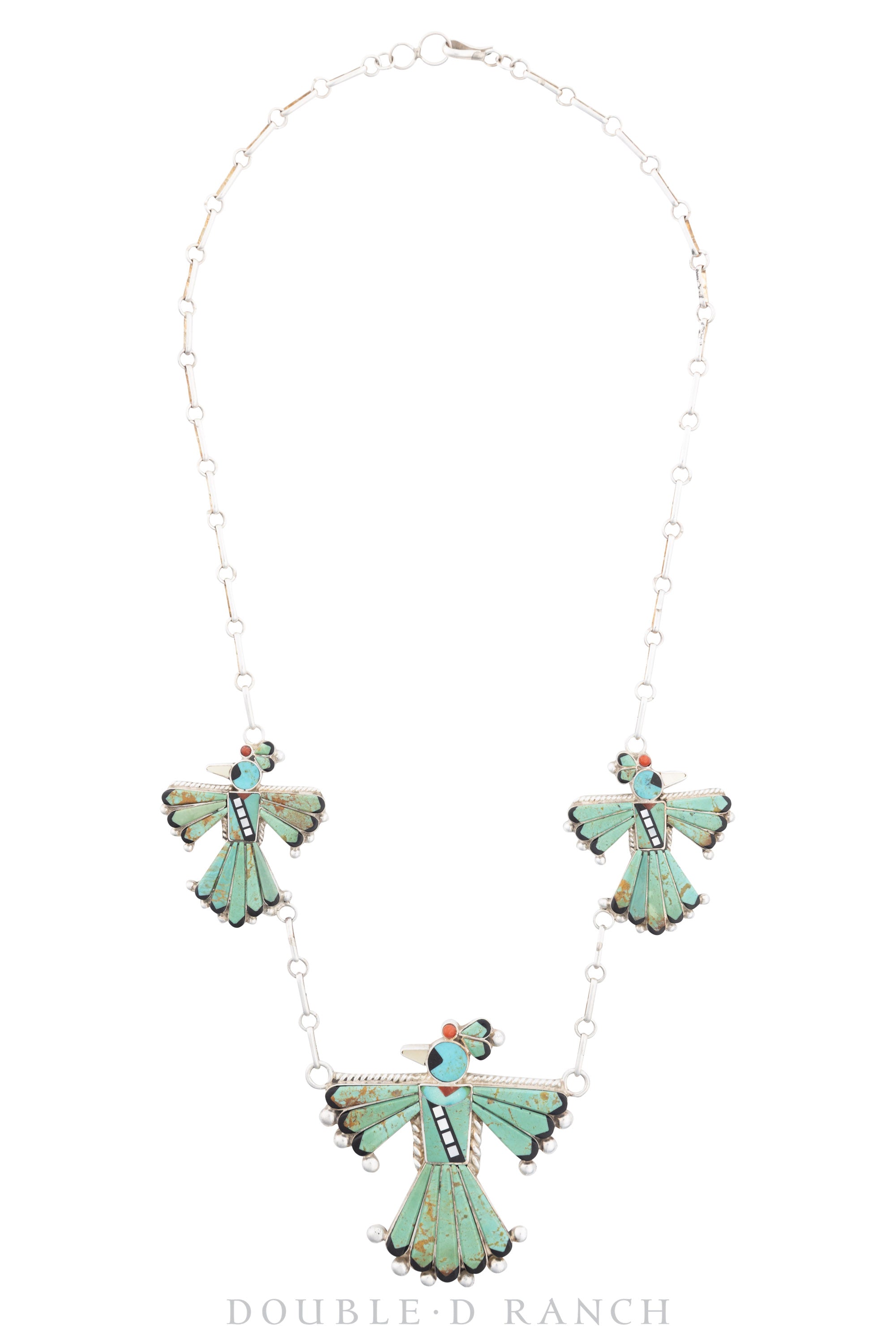 Necklace, Inlay, Turquoise, Peyote Birds, Hallmark, Contemporary, 3034