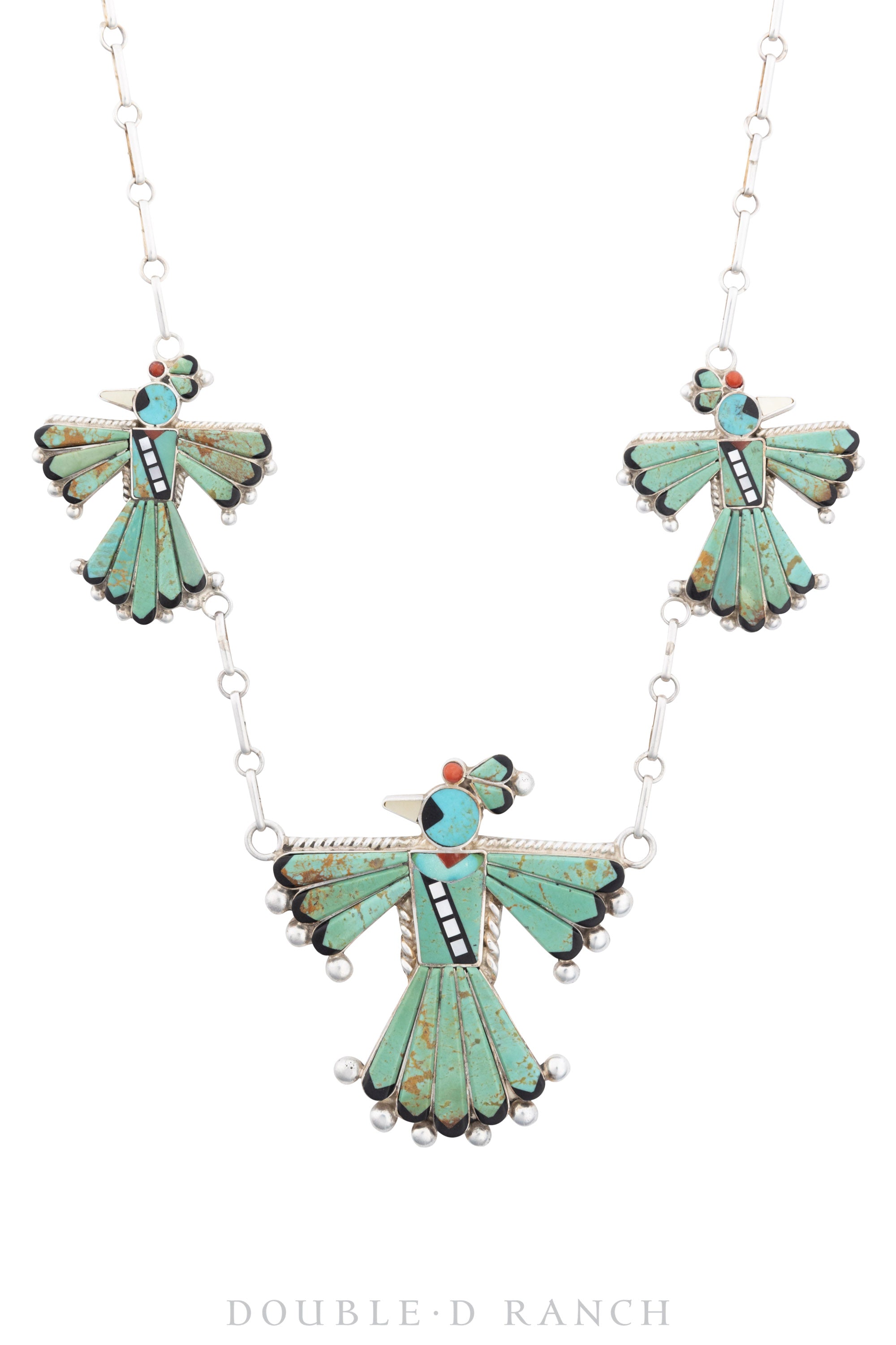 Necklace, Inlay, Turquoise, Peyote Birds, Hallmark, Contemporary, 3034