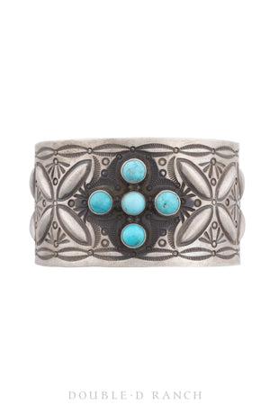 Cuff, Repousse, Turquoise, Hallmark, Contemporary, 3515