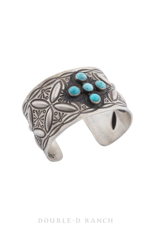 Cuff, Repousse, Turquoise, Hallmark, Contemporary, 3515