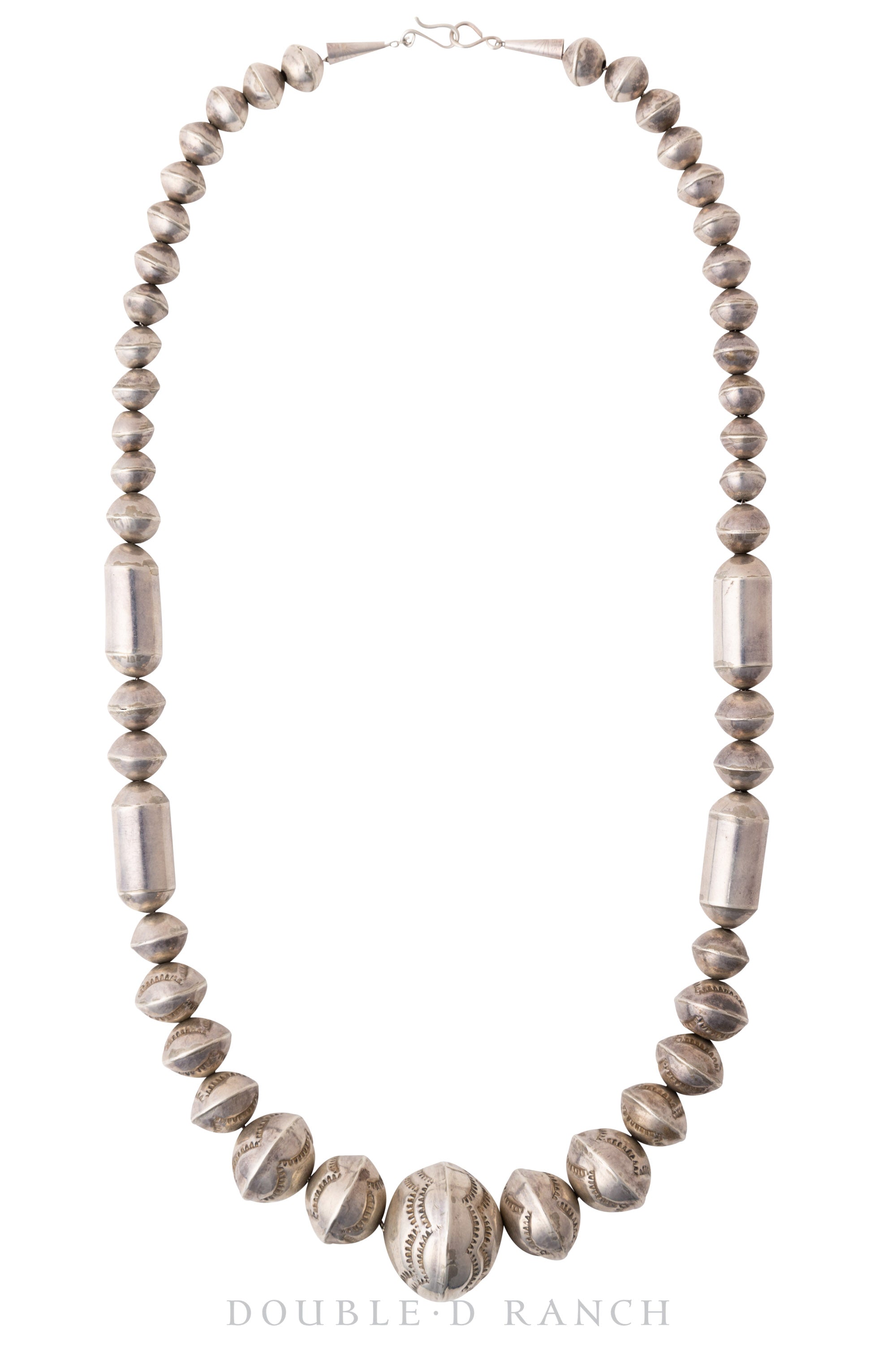 Necklace, Desert Pearl, Round & Tubular Beads, Stampwork, Vintage, 196