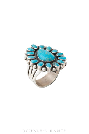 Ring, Cluster, Turquoise, Hallmark, Vintage, 1177
