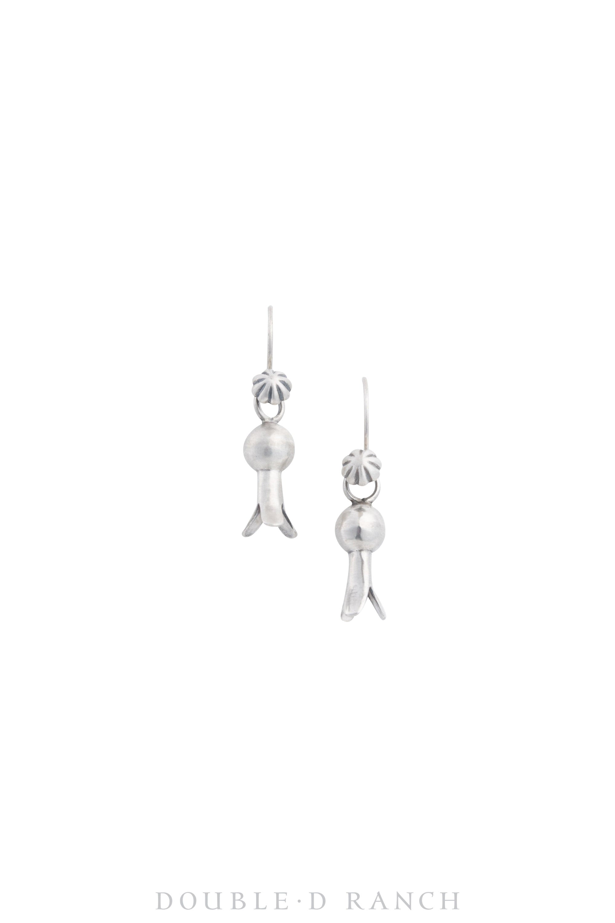 Earrings, Drops, Sterling Silver, Squash Blossoms, Contemporary, 1514
