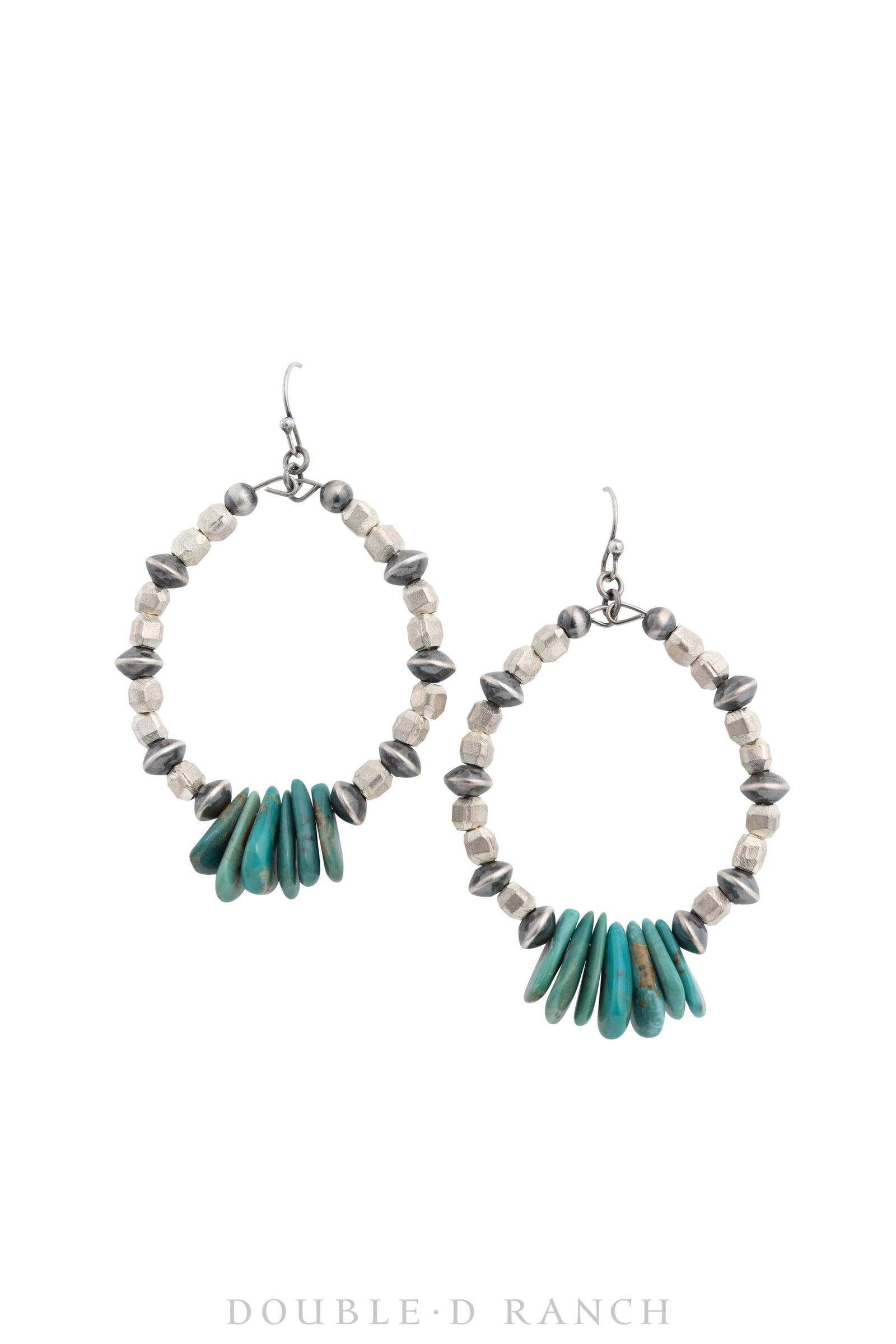 Earrings, Hoop, Bead, Turquoise, Contemporary, 1534