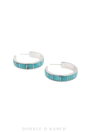 Earrings, Hoop, Turquoise, Inlay, Contemporary, 1520