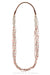 Necklace, Natural Stone, Heishi, 6 Strand, Brown Voluta Shell & Coral, Contemporary, 1980