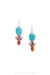 Earrings, Drops, Turquoise & Orange Spiny Oyster, Hallmark, Contemporary, 1510