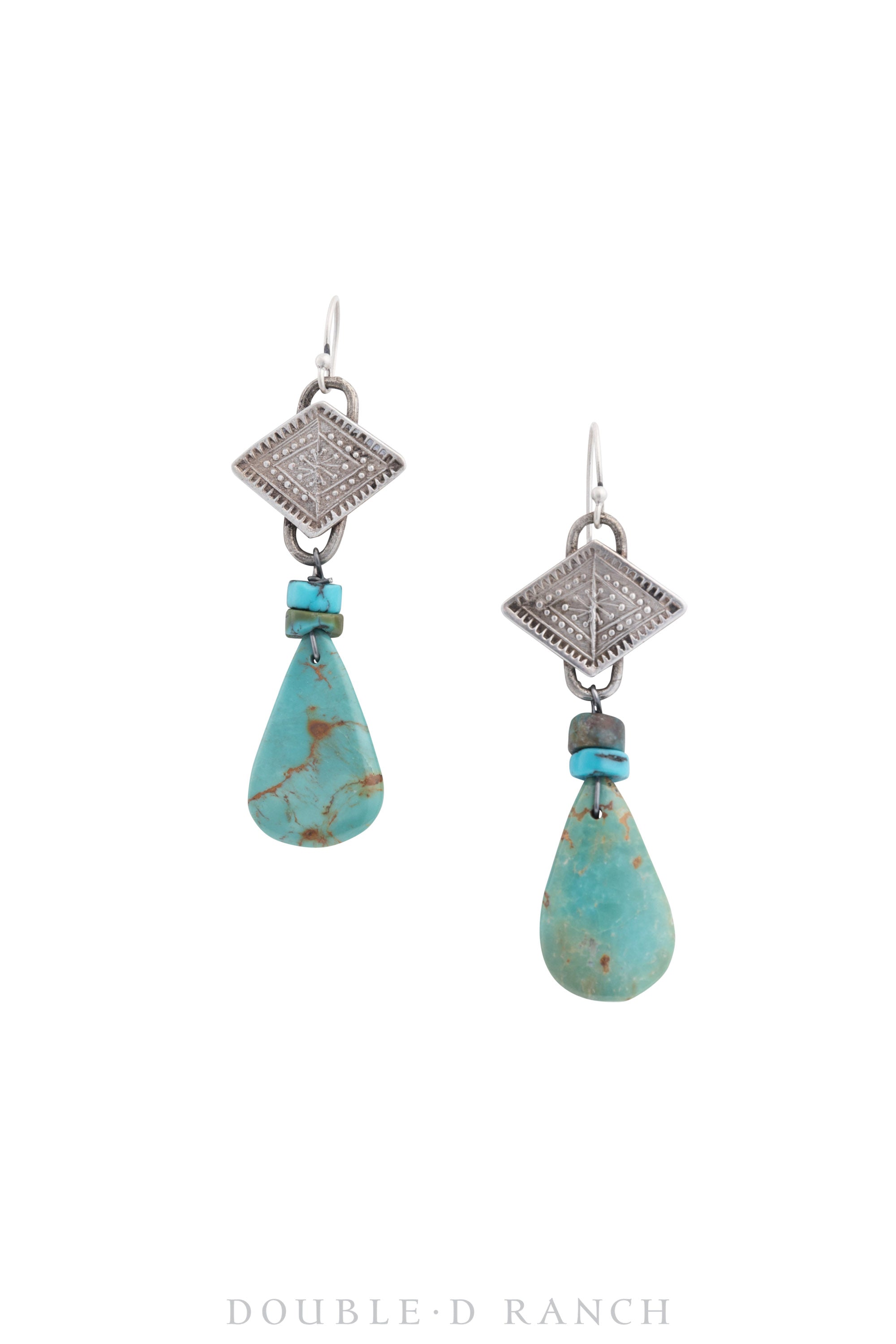 Earrings, Repurposed, Concho, Sterling Silver & Turquoise, 1475